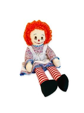 Handmade Raggedy Ann Doll Floral Dress Pinafore Bloomers 21” Vintage